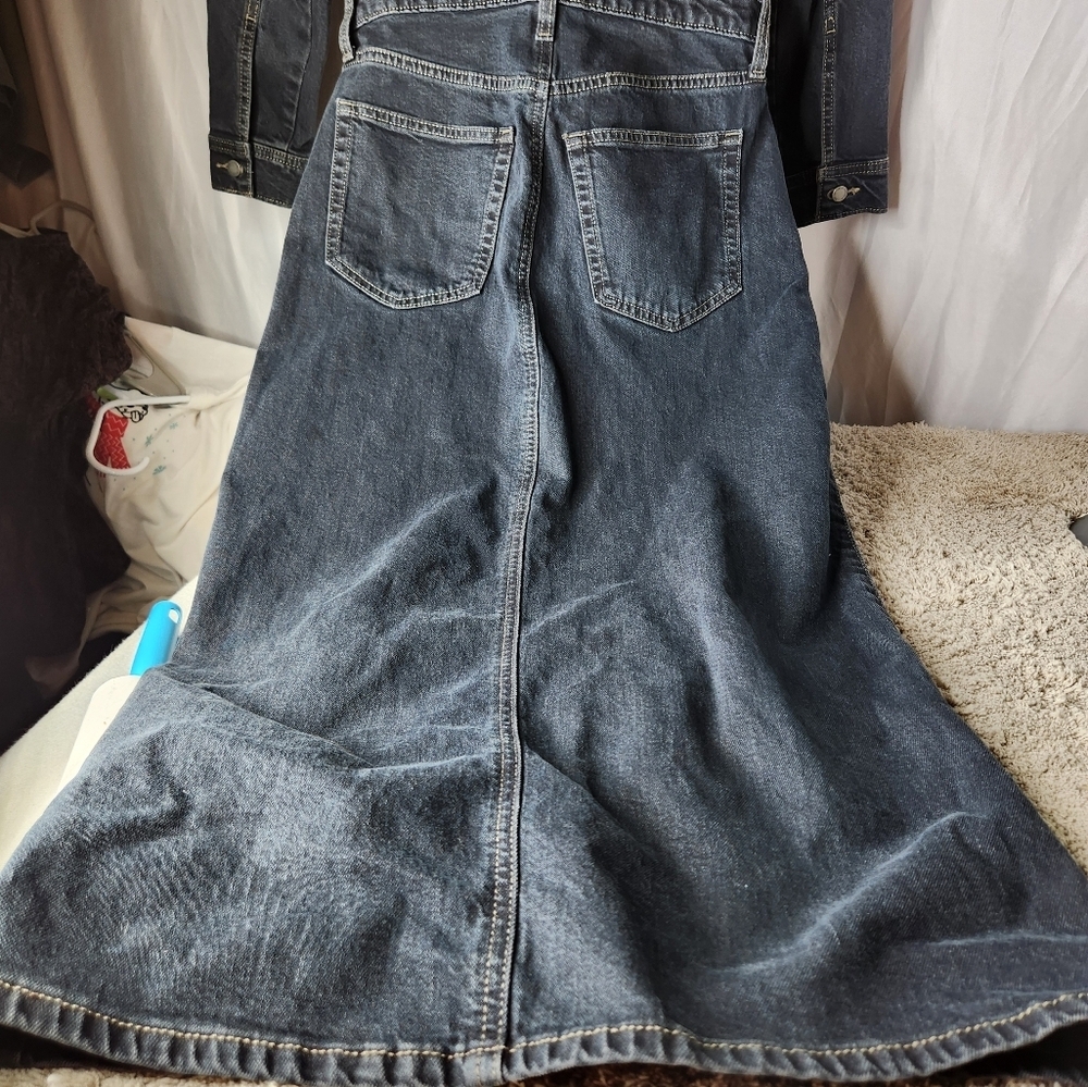 Women's Long Sleeve Denim Maxi Dress - Universal Thread Black Wash 0 - Picture 6 of 15
